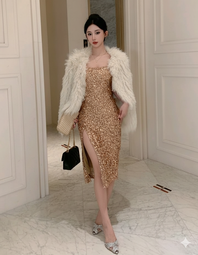 Vestido Largo de Lentejuelas para Mujer – Glamour y Elegancia en Cada Evento” ✅Talla L