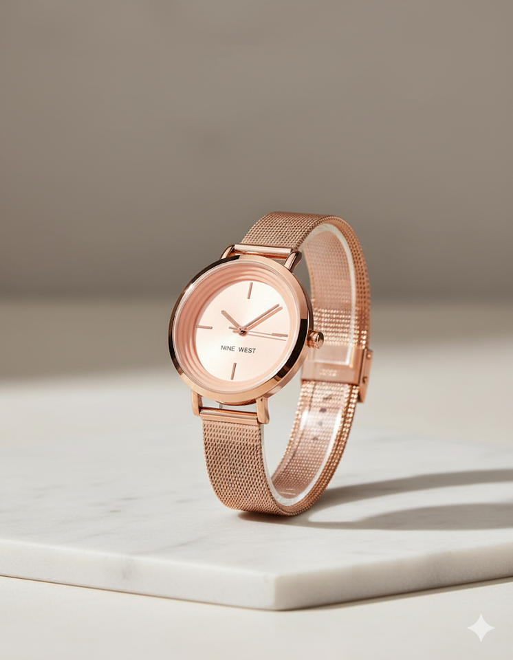 ⌚ Nine West – Reloj de Pulsera de Malla para Mujer