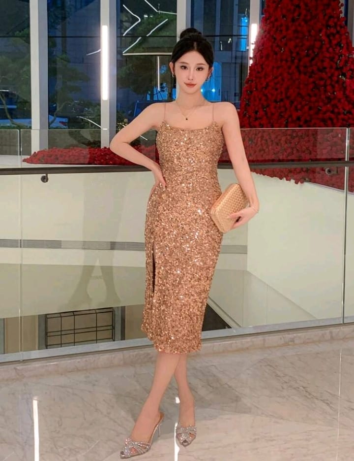 Vestido Largo de Lentejuelas para Mujer – Glamour y Elegancia en Cada Evento” ✅Talla L