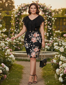 ¡Luce espectacular con nuestro vestido acampanado de flores! TALLA XL